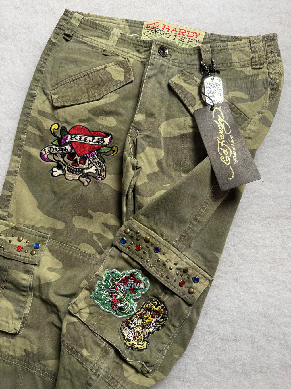Ed Hardy Boot Cut Cargo Camo Pants 27
