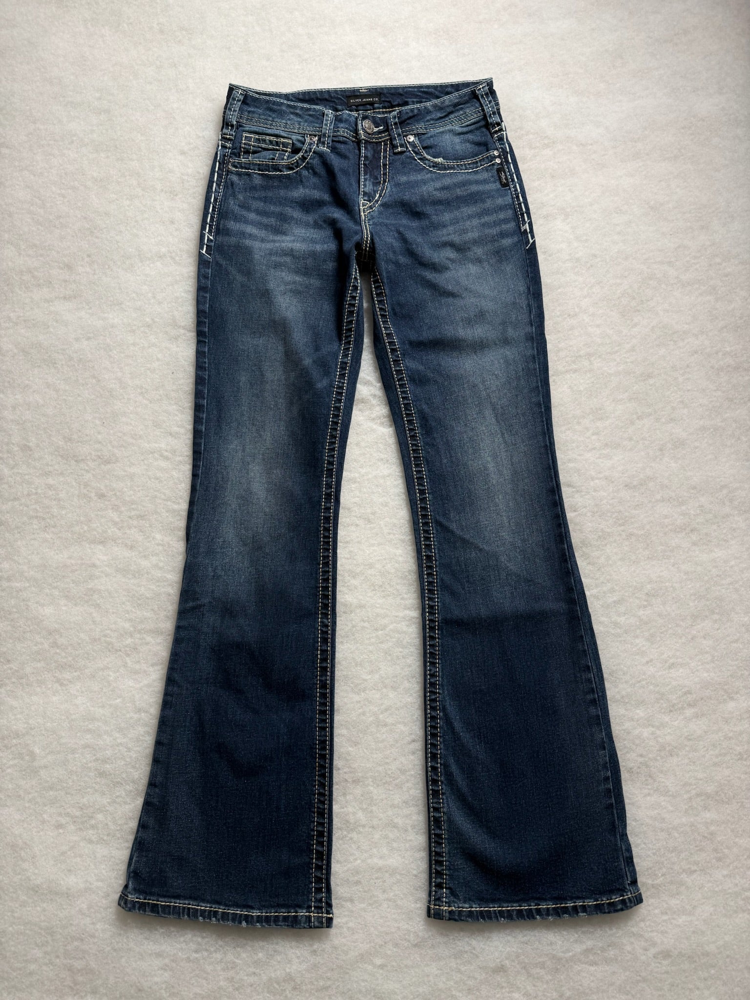 Silver Boot Cut Low Waist Jeans 28