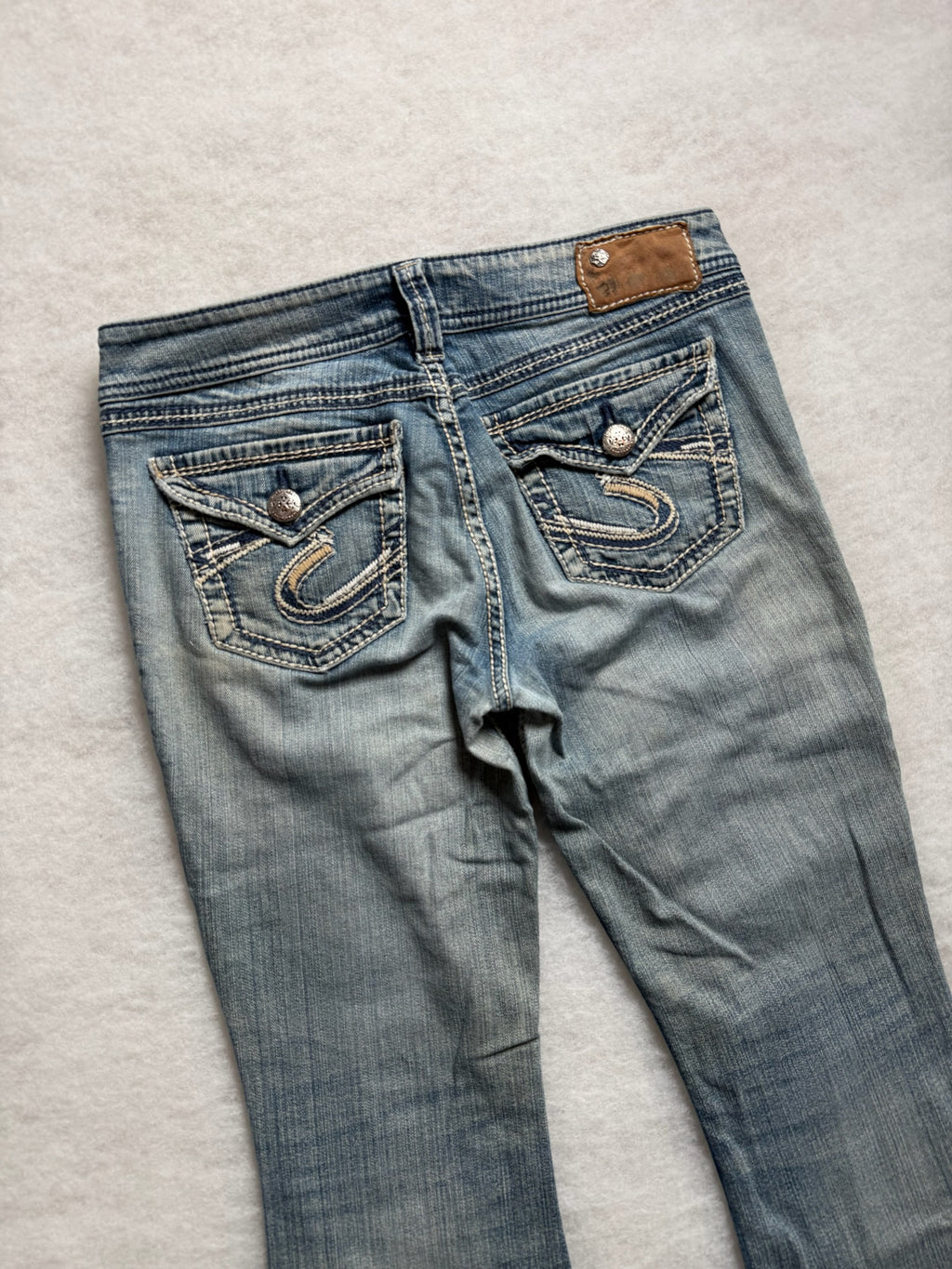 Silver Boot Cut Low Waist Jeans