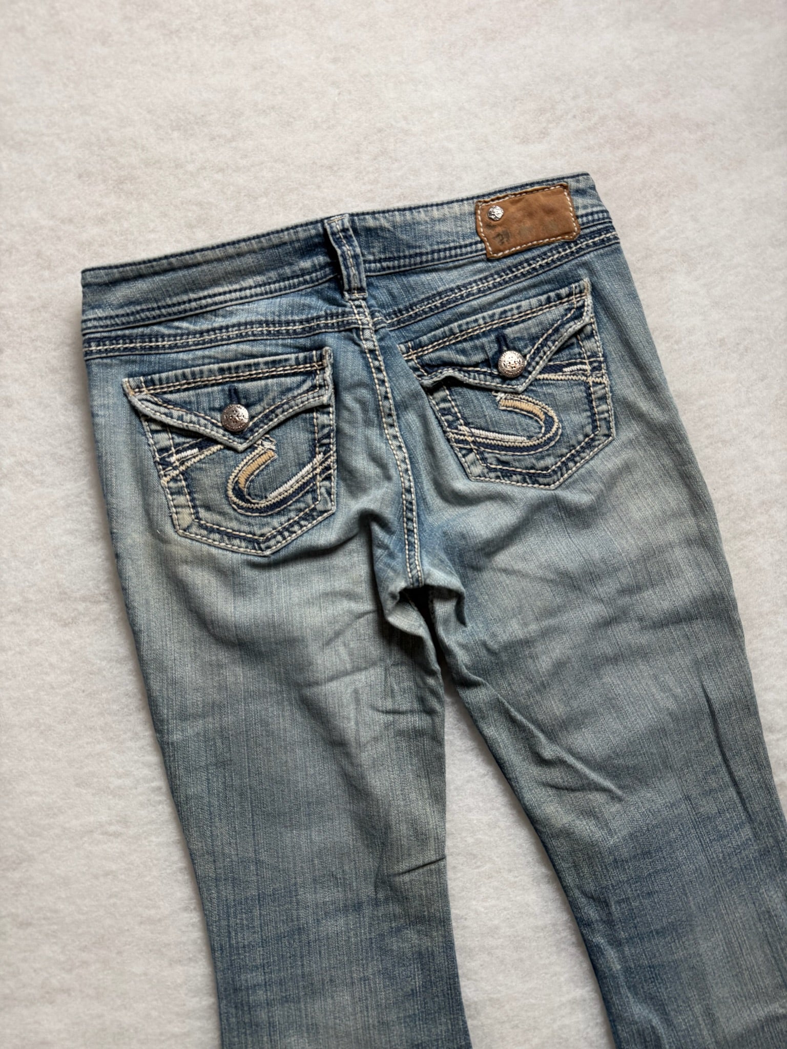 Silver Boot Cut Low Waist Jeans