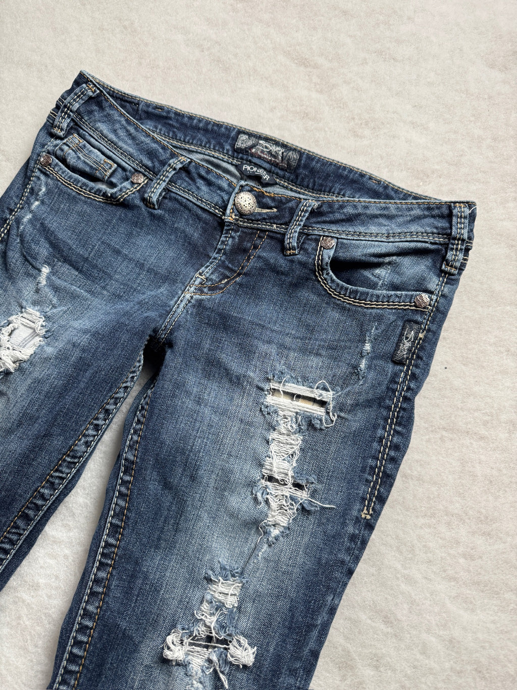 Silver Boot Cut Low Waist Jeans