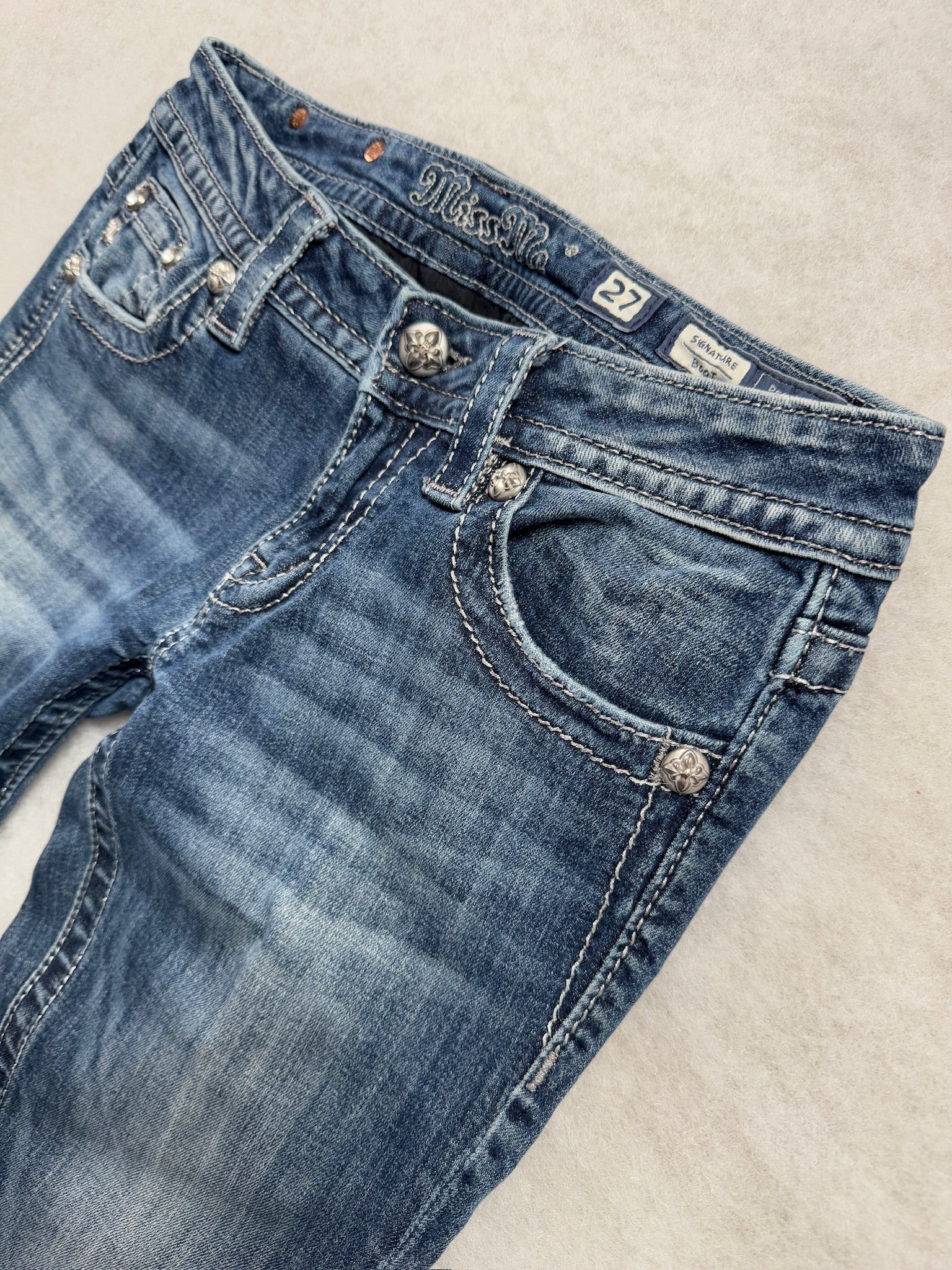 Miss Me Boot Cut Low Waist Jeans 27