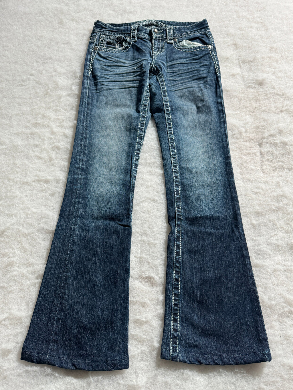 Boot Cut Low Waist Jeans Blau, Foto 1 von 4