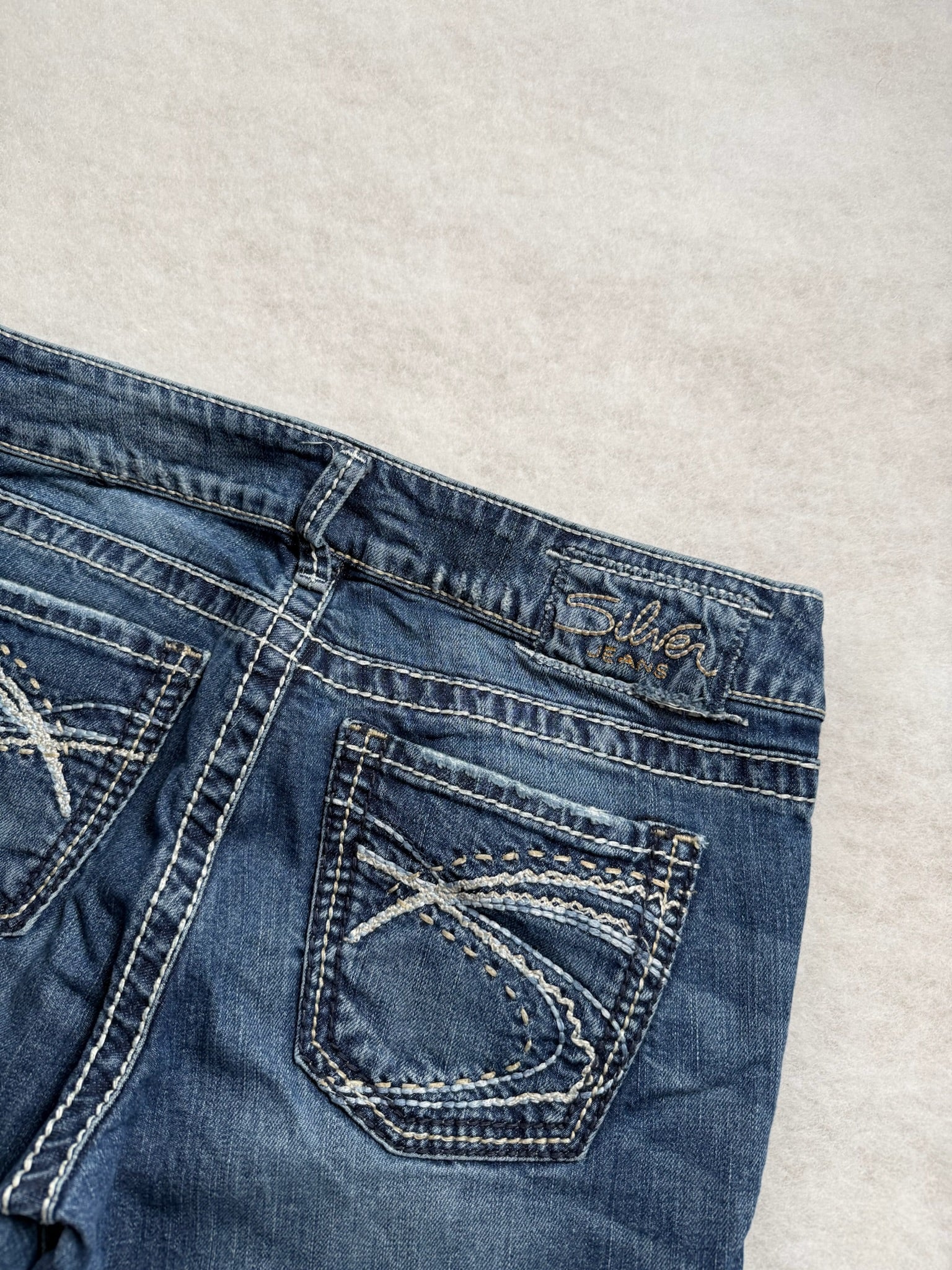 Silver Boot Cut Low Waist Jeans