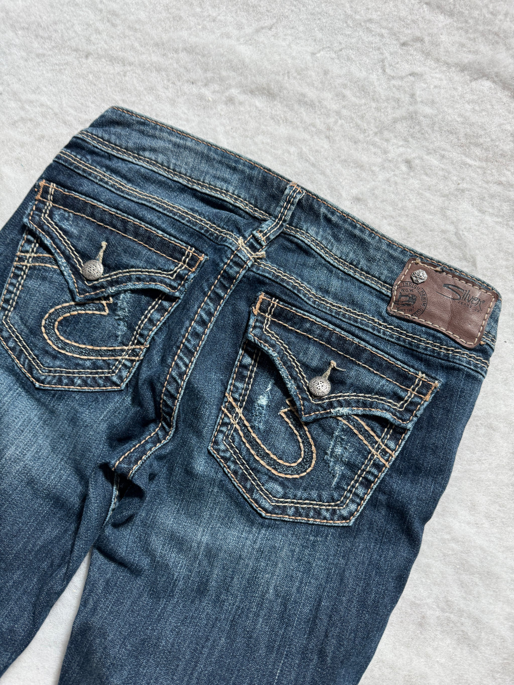 Silver Boot Cut Low Waist Jeans
