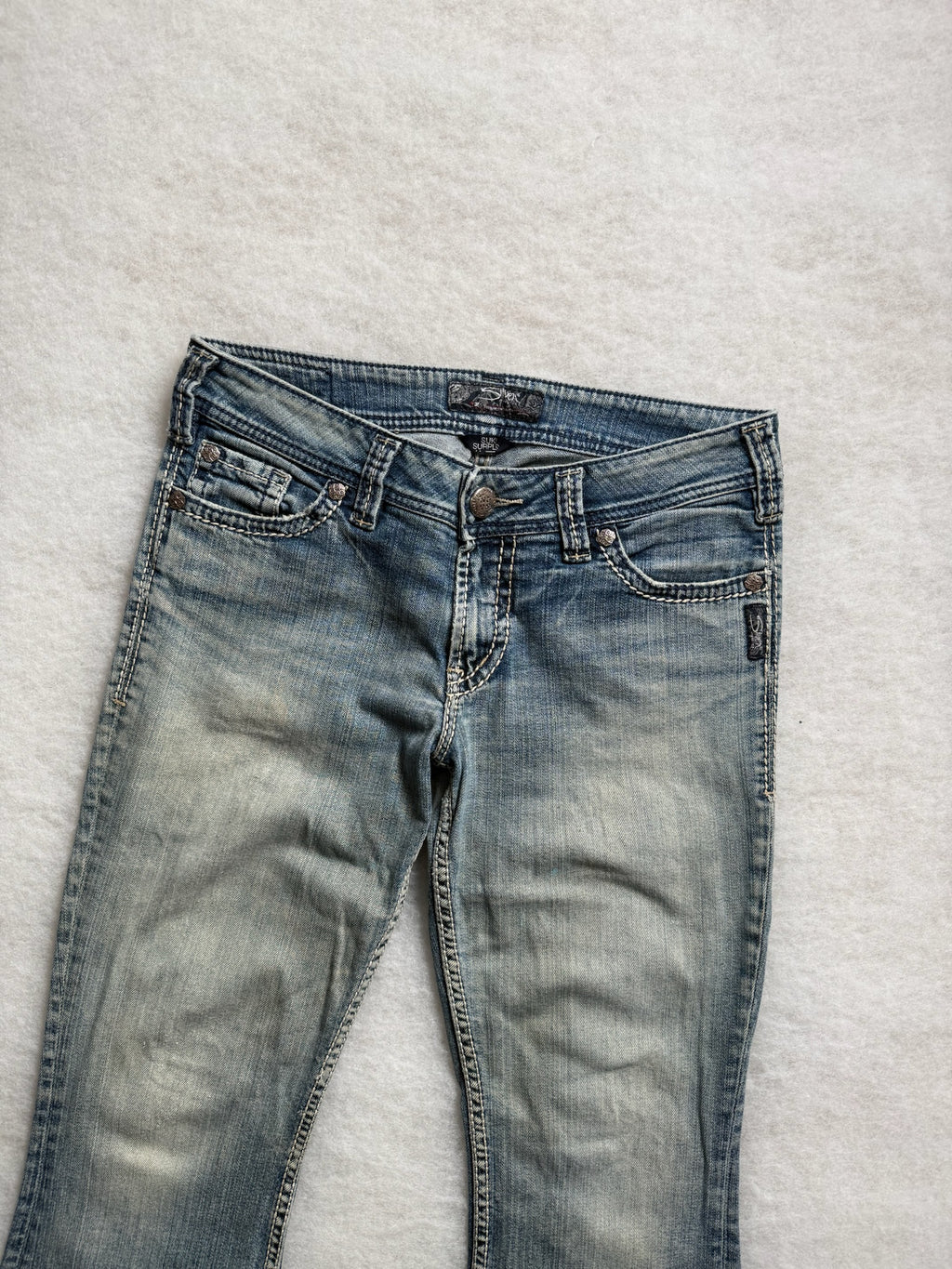 Silver Boot Cut Low Waist Jeans