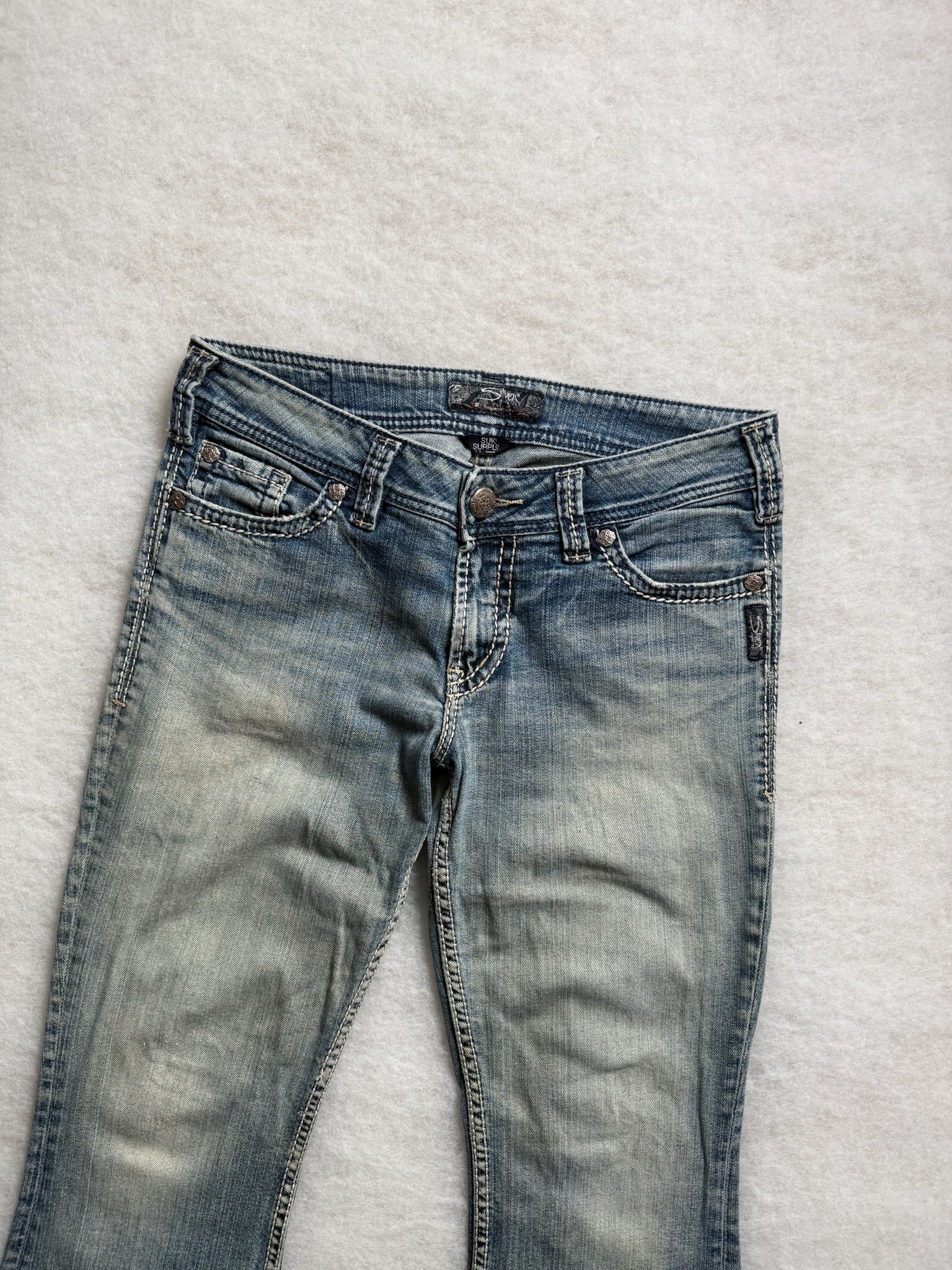 Silver Boot Cut Low Waist Jeans