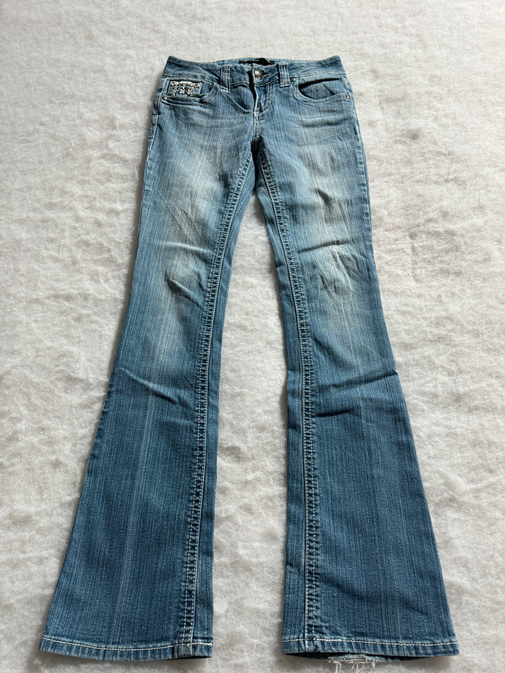 Boot Cut Low Waist Jeans Blau, Foto 1 von 4