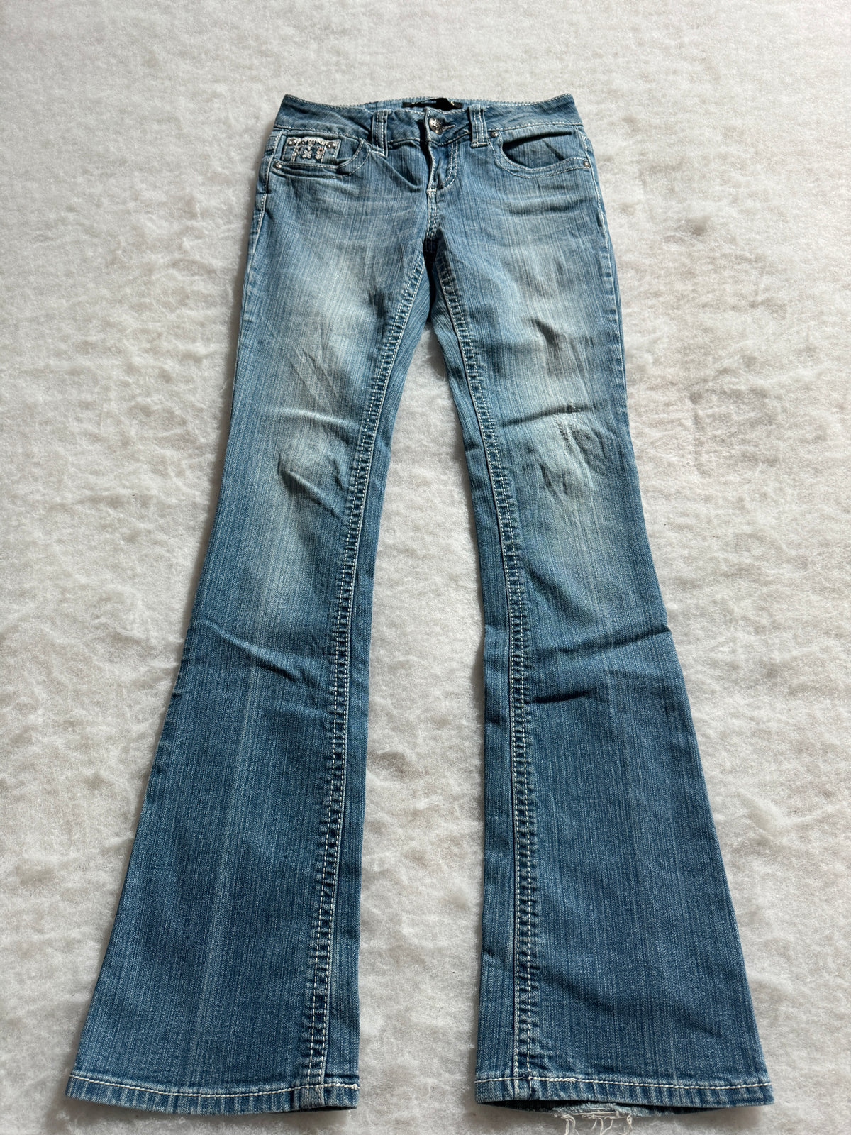 Boot Cut Low Waist Jeans Blau, Foto 1 von 4