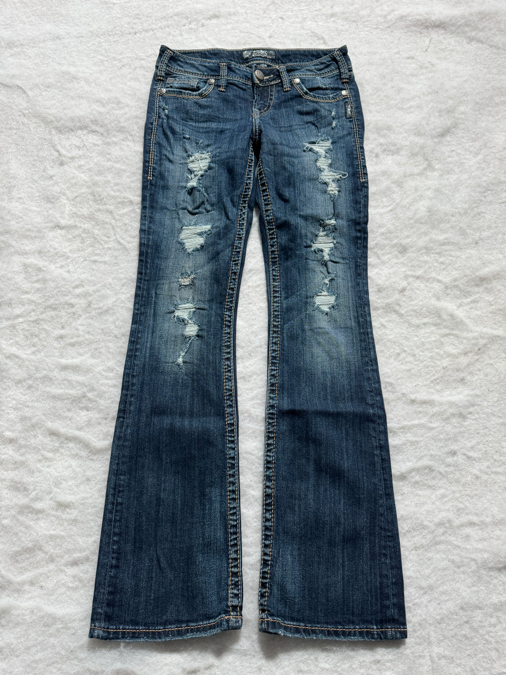 Silver Boot Cut Low Waist Jeans