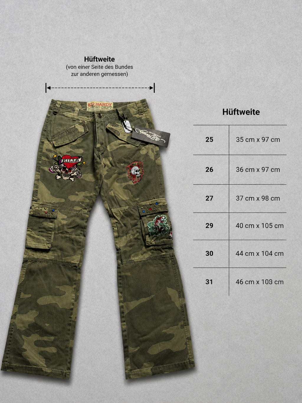 Ed Hardy Boot Cut Cargo Camo Pants 27