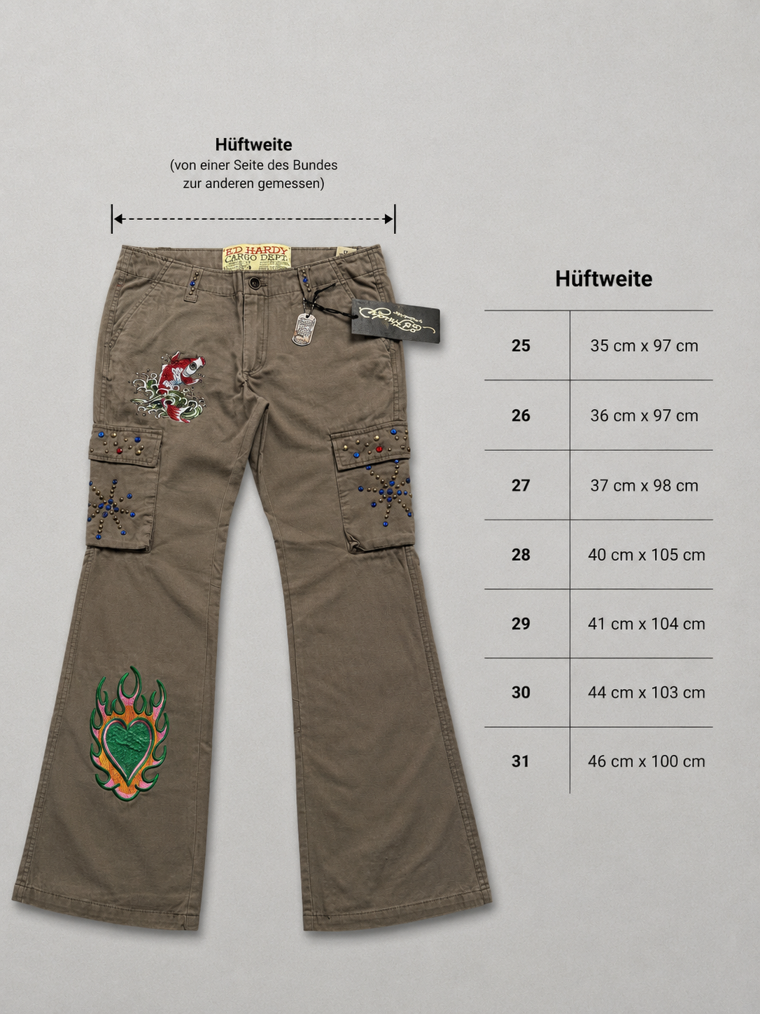 Ed Hardy Boot Cut Cargo Pants 27